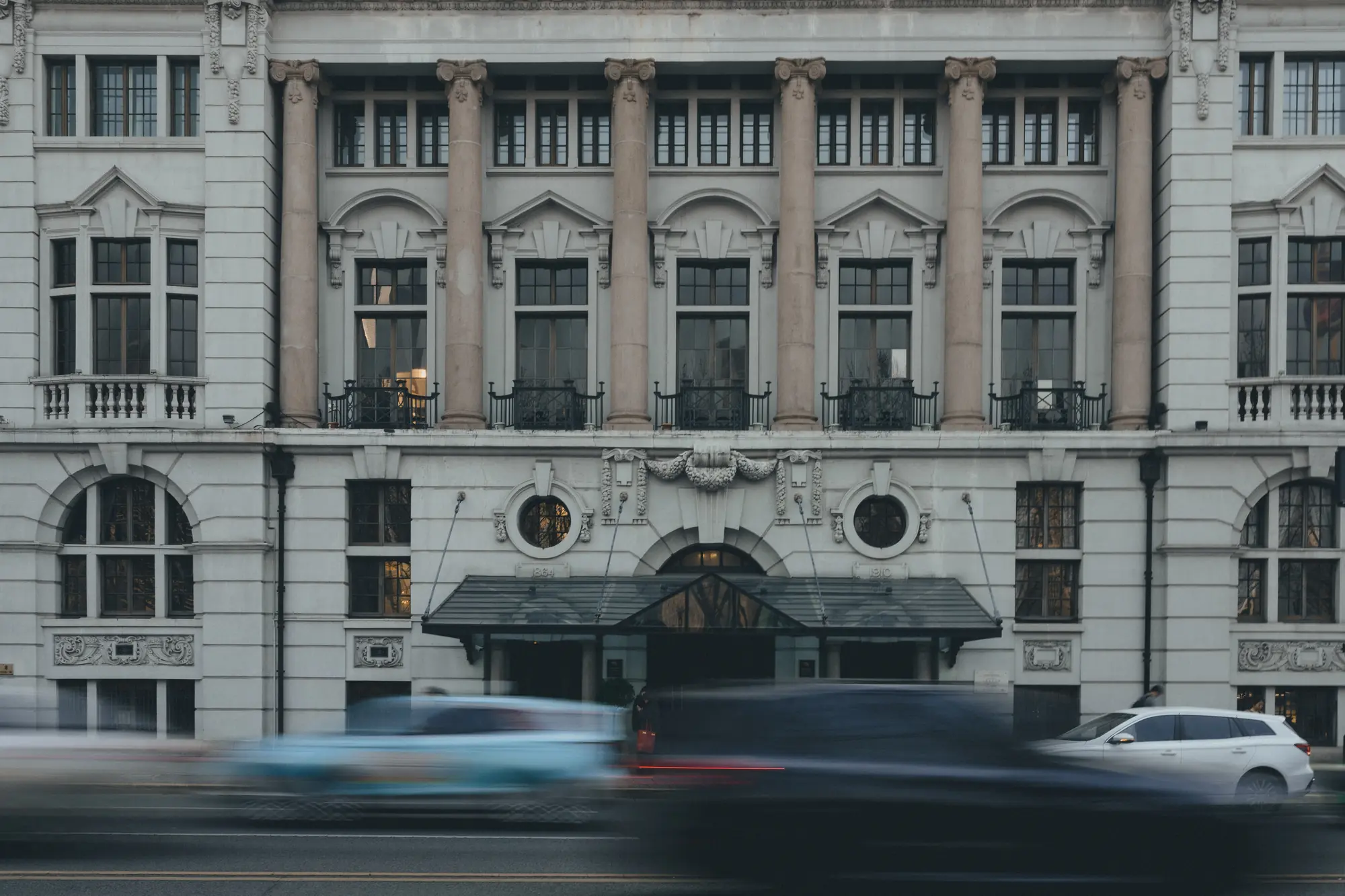 The historic Waldorf Astoria façade along the Bund in Shanghai