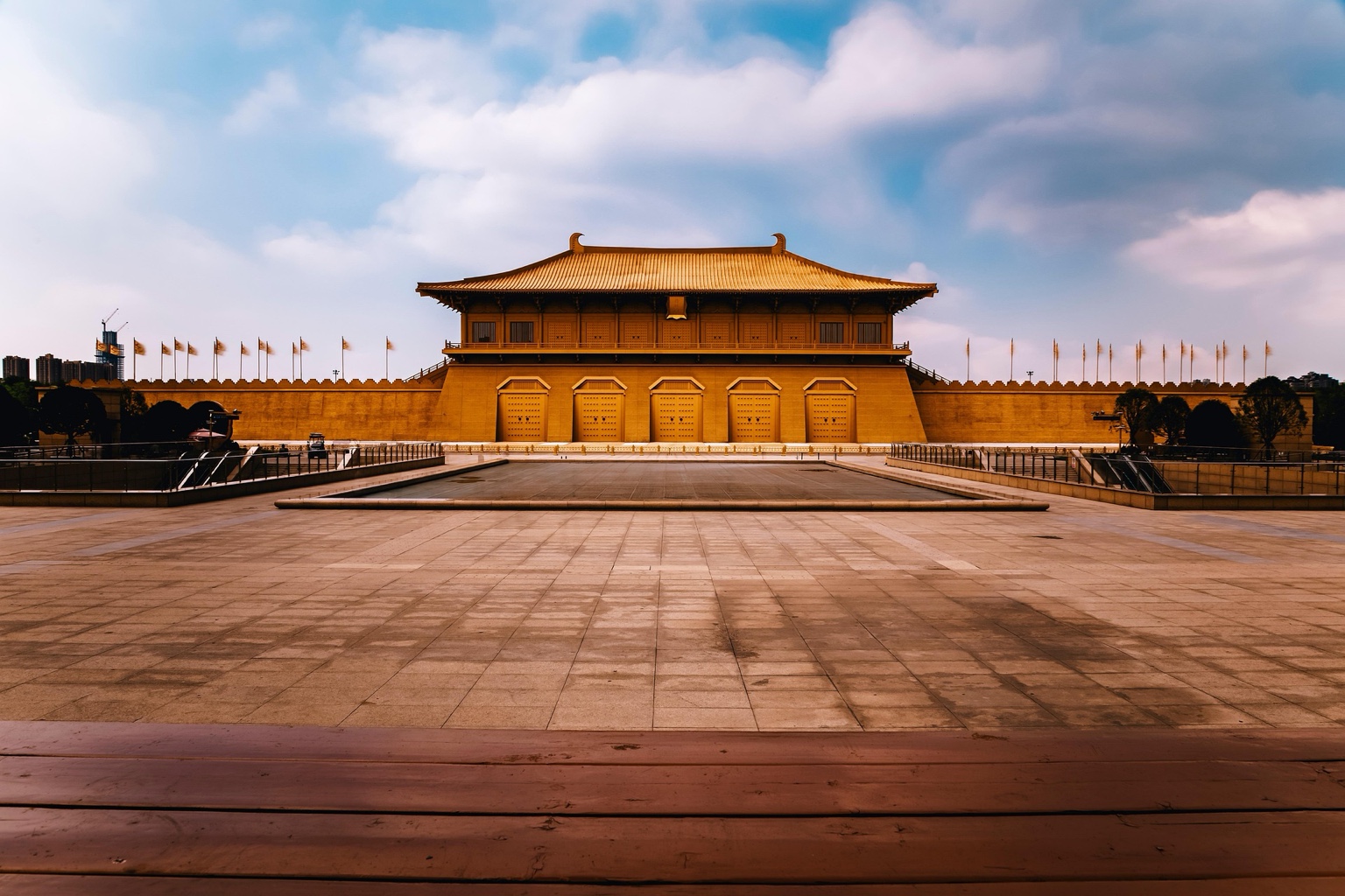A monumental gate and open plaza in Xi’an