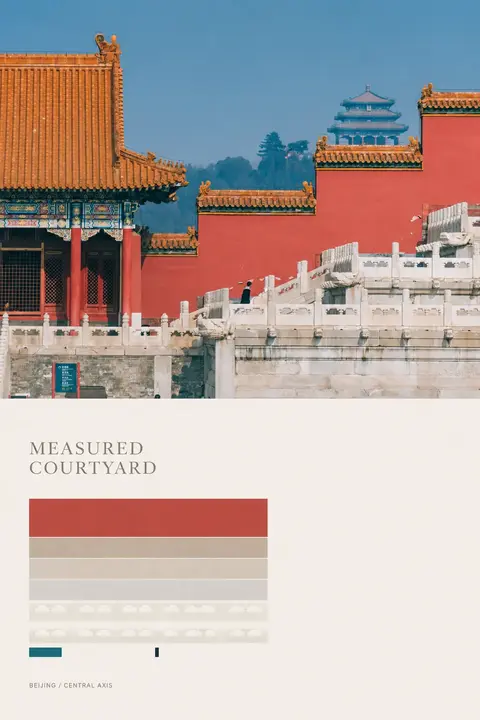 Beijing editorial poster titled Measured Courtyard