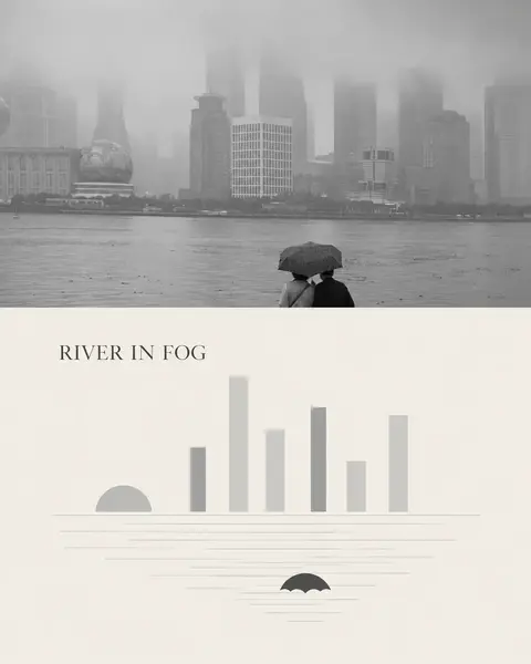 Shanghai editorial poster titled River in Fog