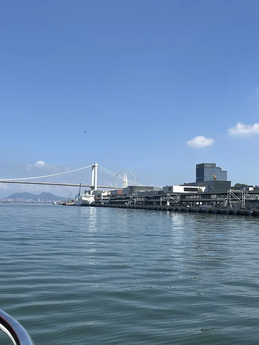 Ferry route across blue water